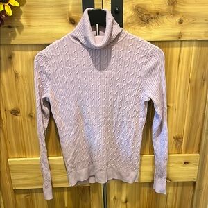 Talbots Lavender Cable Knit Turtleneck Sweater